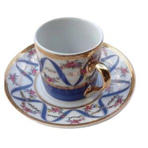 "A Special Place" Cute Cup & Saucer Gold Trim‎ with Floral Design